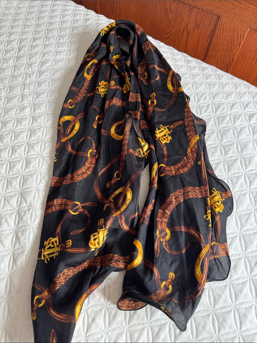 Polo Ralph Lauren Vintage Equestrian Silk Scarf Oblong Long 54” classic